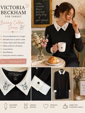 Victoria Beckham for Target Bunny Collar Dress Black Size M